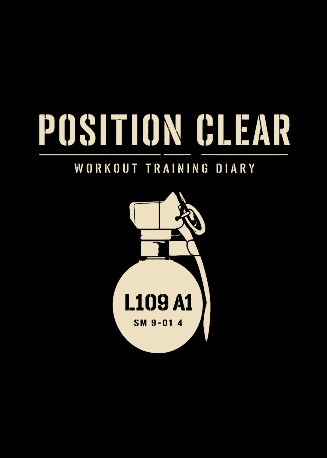 Position Clear 12-week workout training diary, black spiral-bound cover