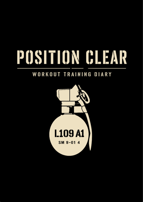 Position Clear 12-week workout training diary, black spiral-bound cover